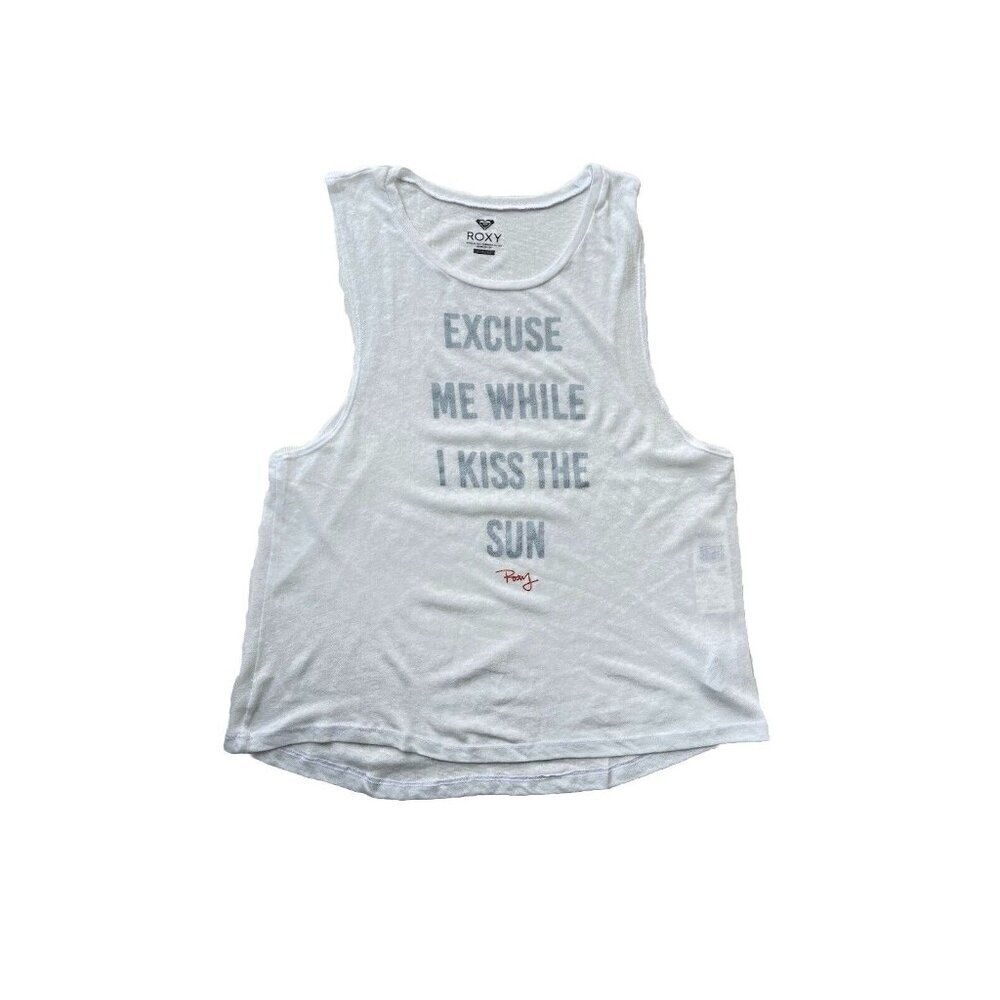 Roxy Kiss The Sun Muscle Tank Top White Graphic Sleeveless Women’s multi Size - Picture 4 of 11